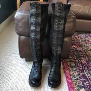 Women's Black Knee-High Lace-Up Boots